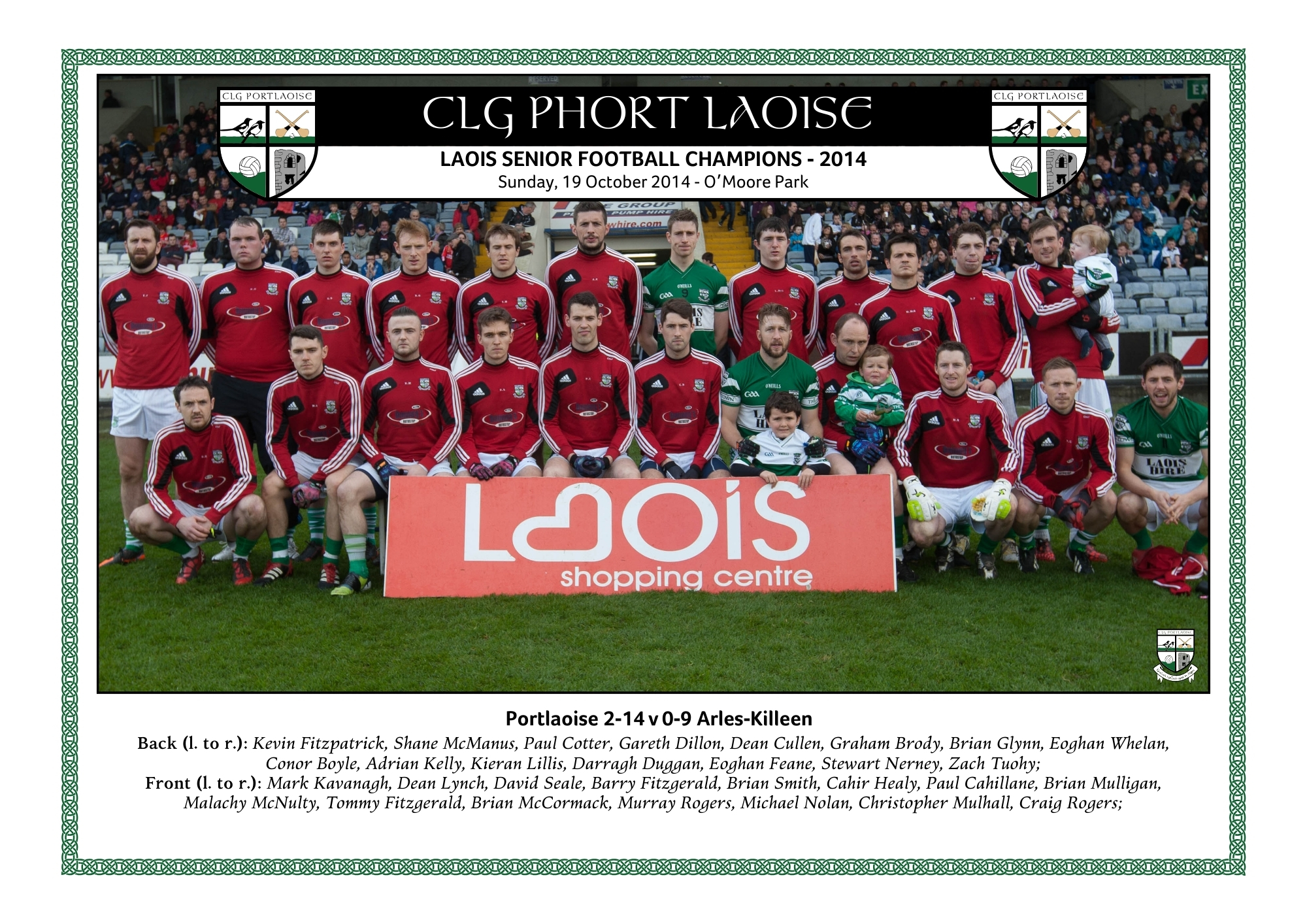 2014 Laois SFC winning team photo