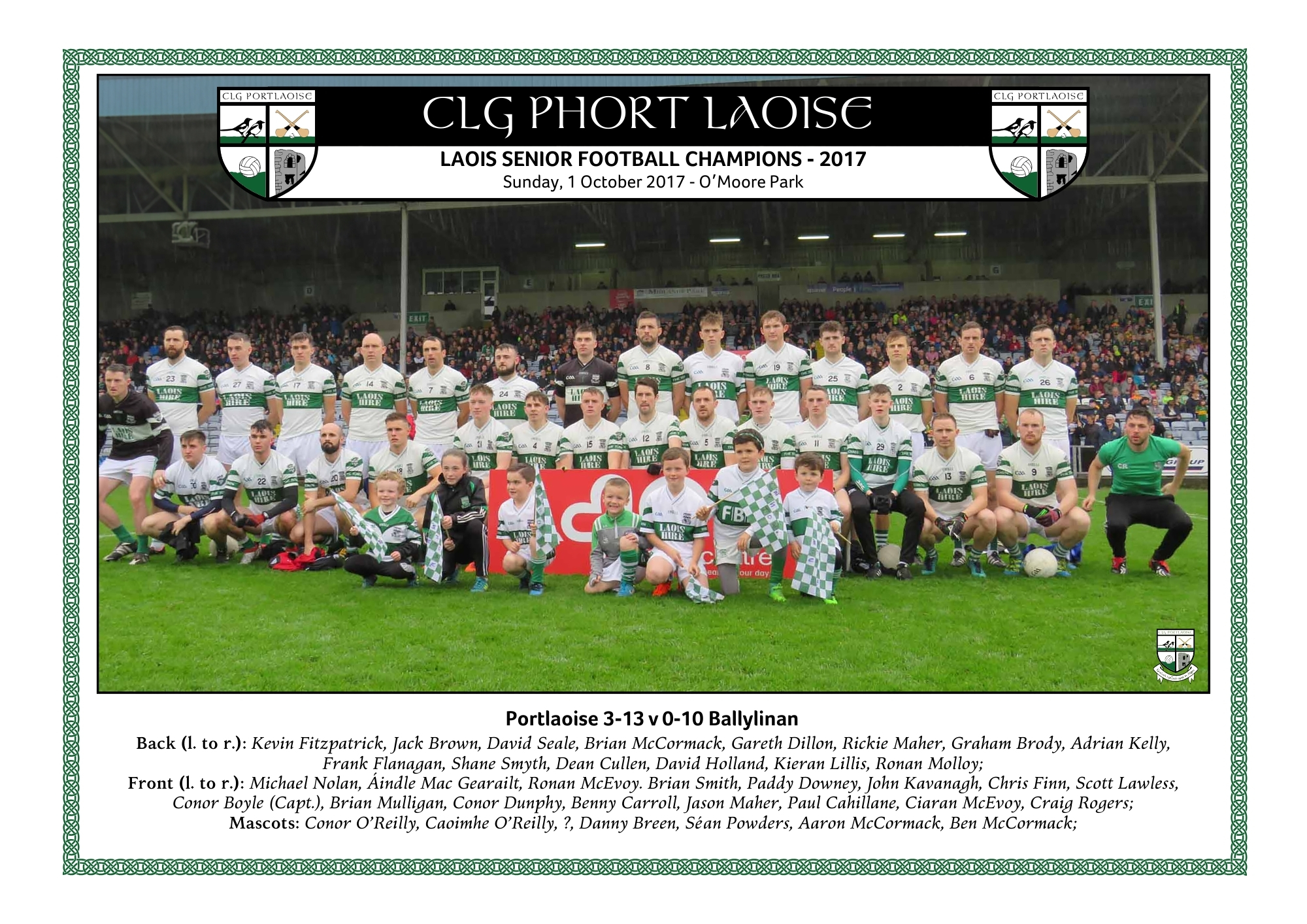 207 Laois SFC team photo with names
