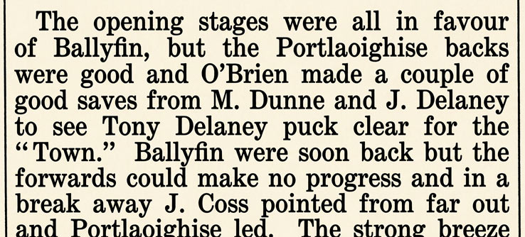 Nationalist and Leinster Times report from March 7 1936 where Portlaoise are referred to as the Town for the first time in print