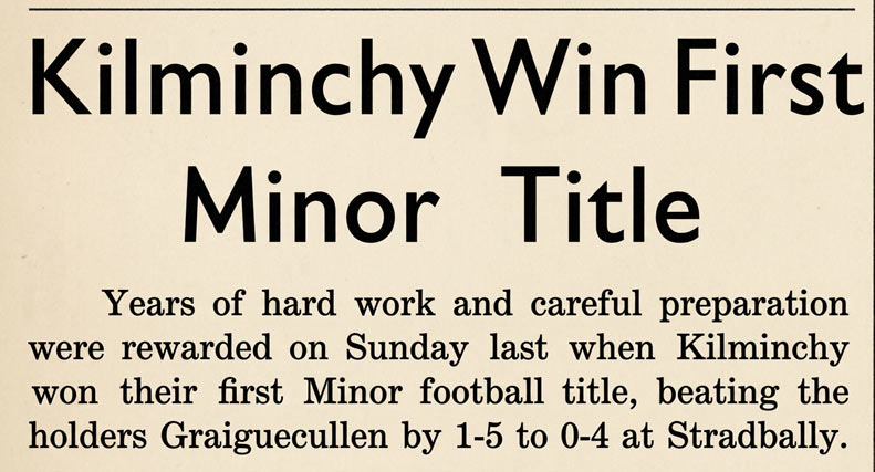 Nationalist and Leinster Times headline from Saturday November 11th 1950