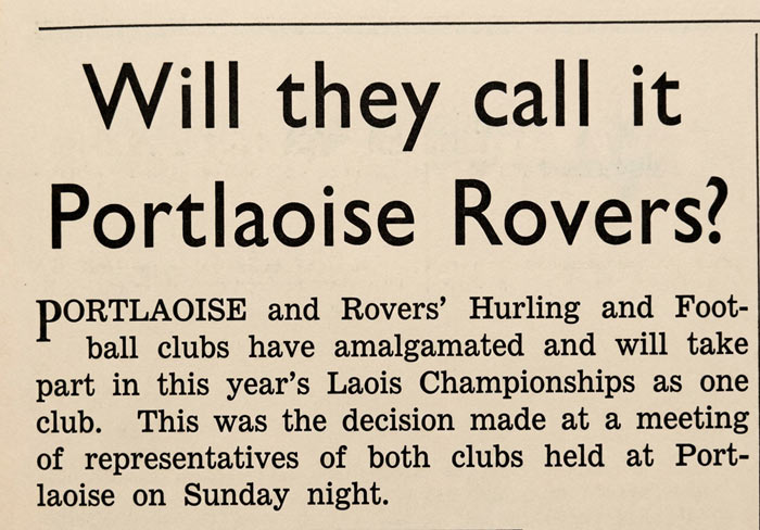Leinster Express headline from Saturday March 13th 1954