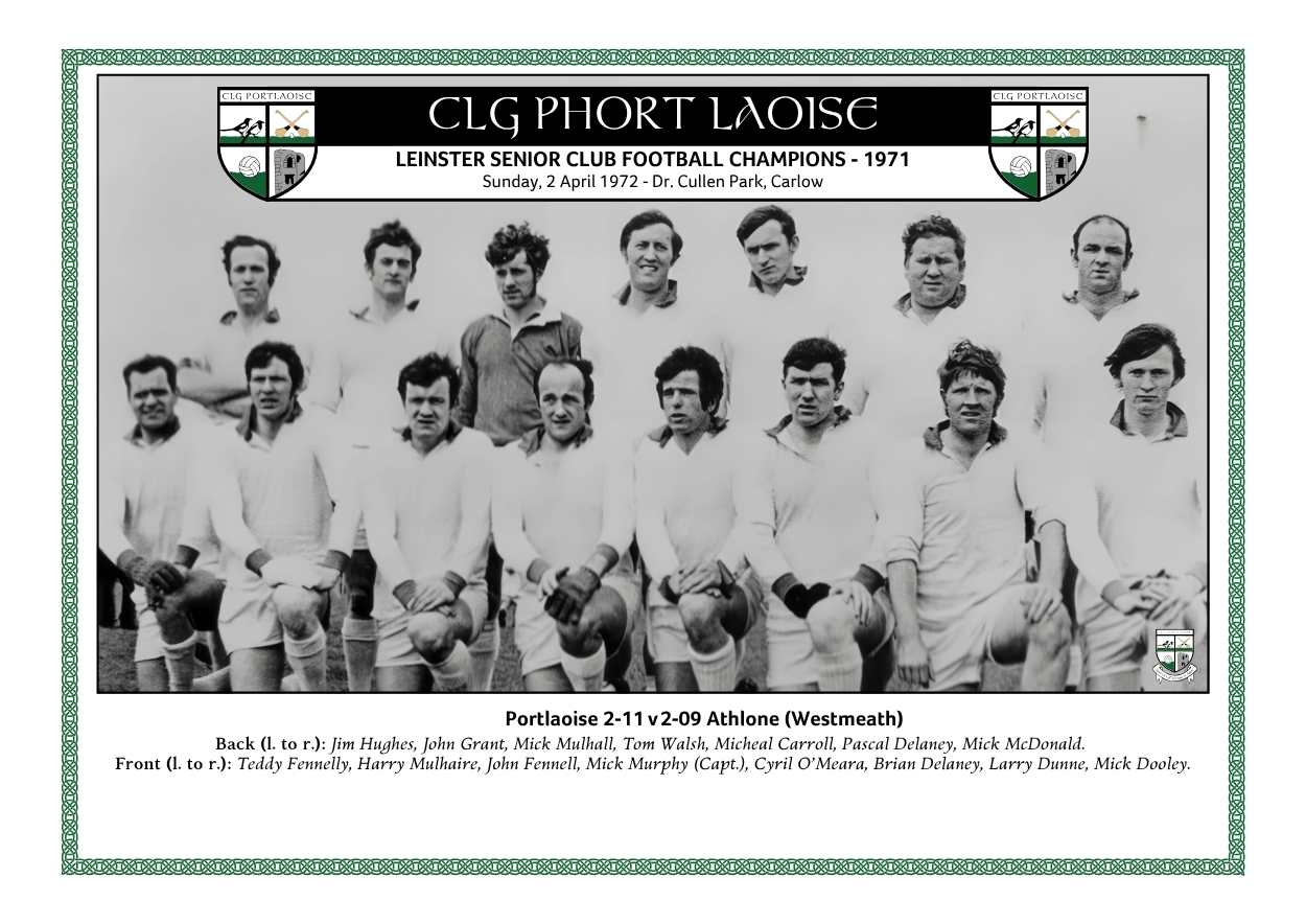 Portlaoise senior Leinster football champions 1971/72
