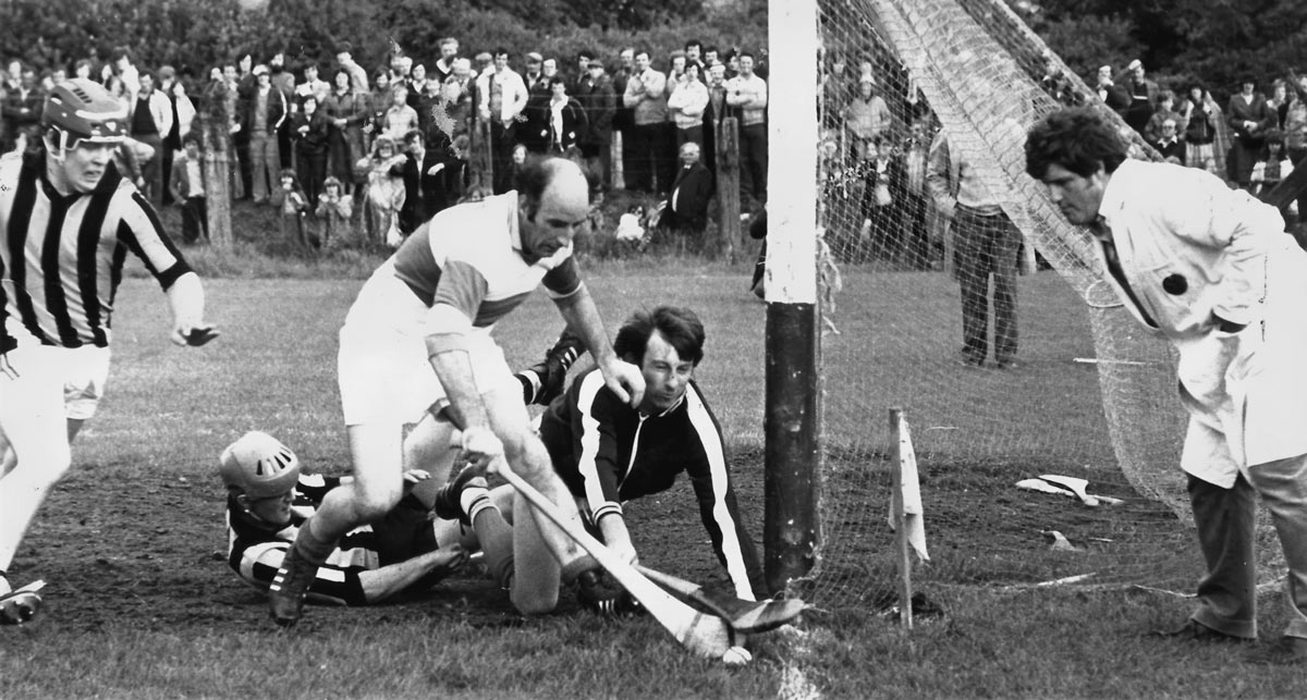 Jack Kavanagh and Goggy Delaney in action against Camross in the county final.