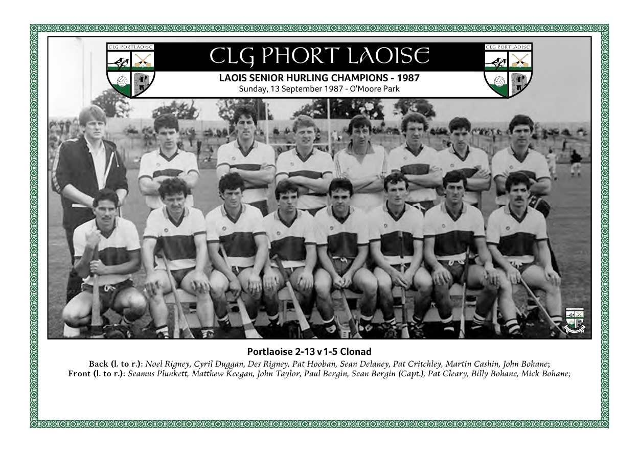 Portlaoise senior Laois club hurling champions 1987