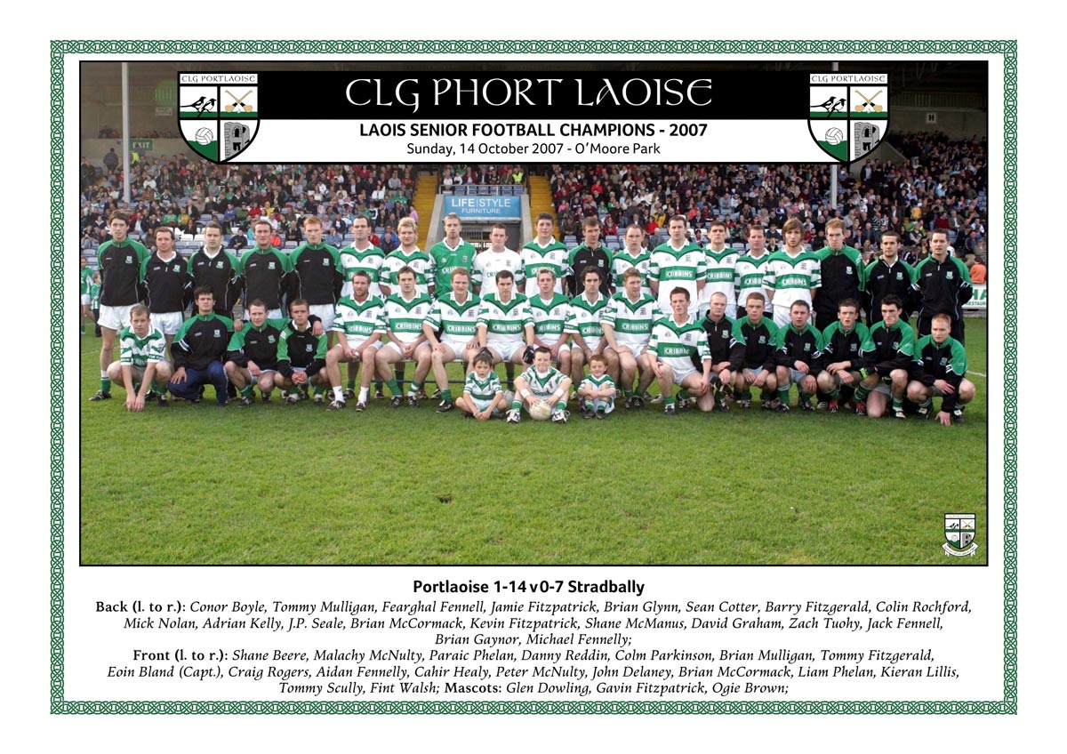 Portlaoise senior football team celebrating their 24th Laois Senior Football Championship title in 2007