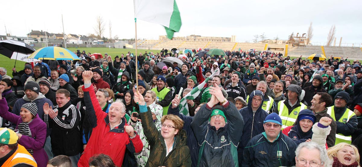 The Portlaoise supporters celebrate as Portlaoise lift their seventh Leinster Club title in 2009