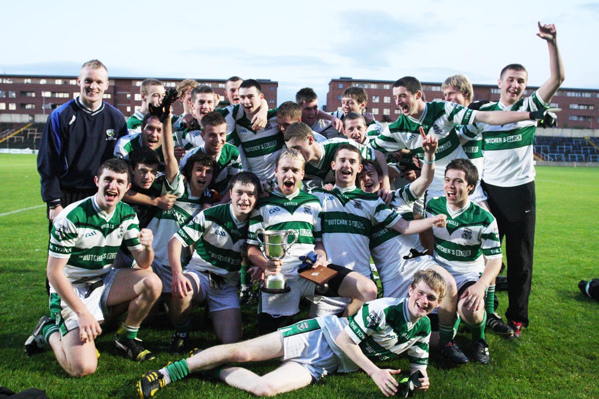 Portlaoise minor footballers celebrate after their championship final win ove St. Joseph's-Barrowhouse