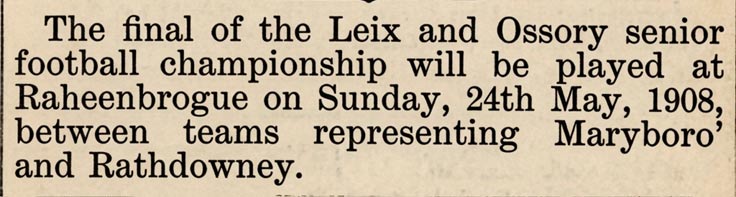 Kilkenny People clipping announcing senior championship final