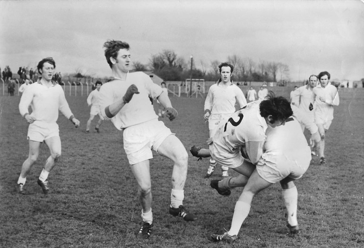 Tom Walsh, John Grant, Jim Hughes and Mick McDonald in action in the Leinster club football final of 1972 against Athlone.