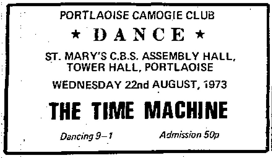 Advertisement for a Portlaoise Camogie Club dance in 1973