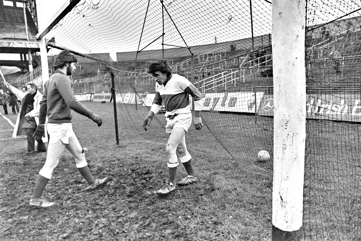 John Joe Ging aka The Auld Timer scoring a goal at Croke Park in the 1976 Leinster senior club football final victory