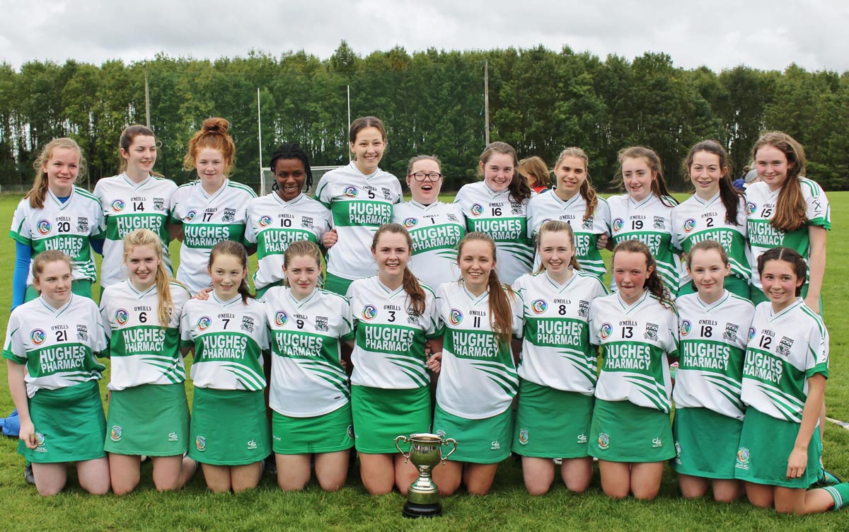 Portlaoise Under 16 camogie team celebrate their first county championship success in 2018
