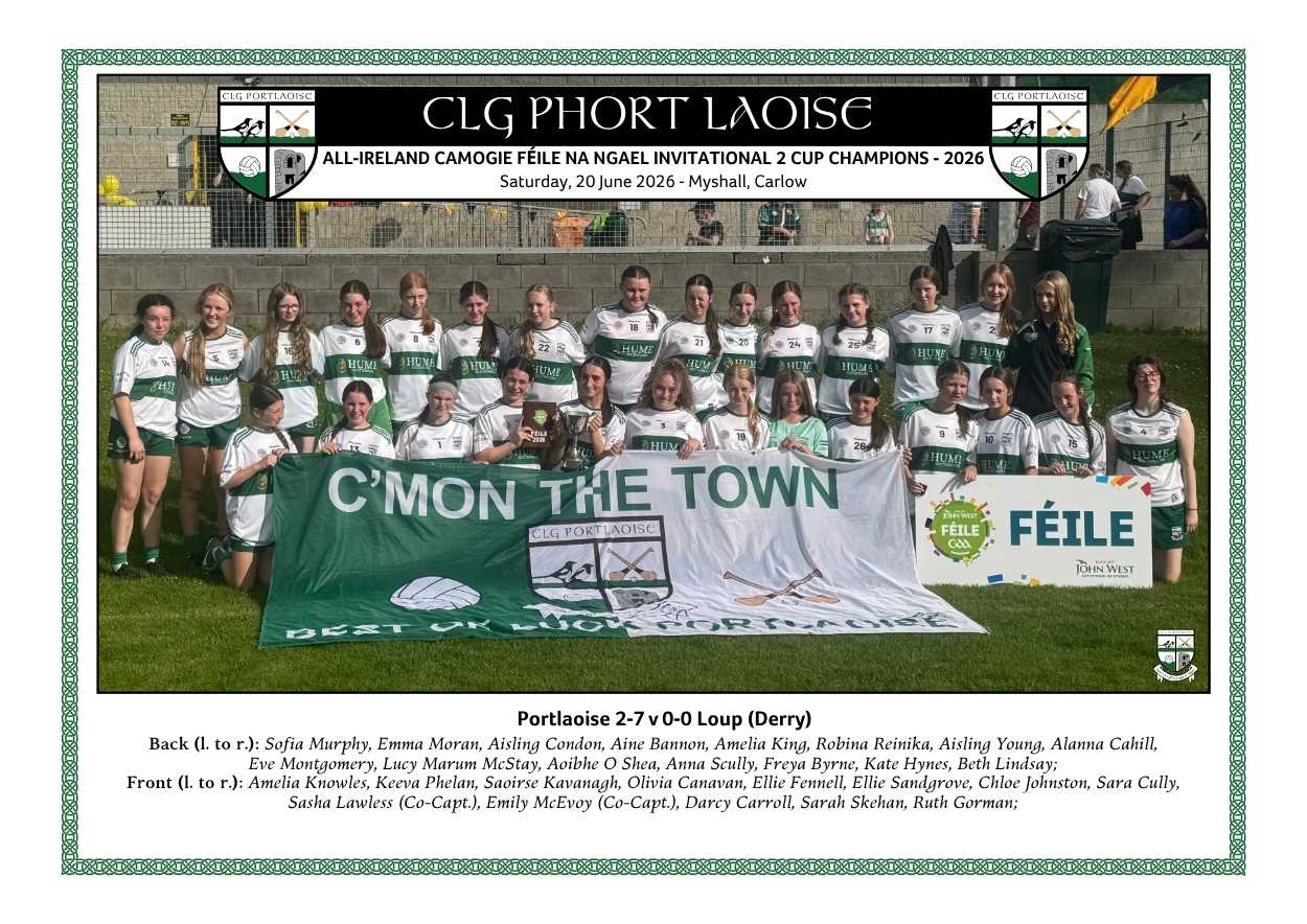 Portlaoise Féile champions celebrate national success in 2026