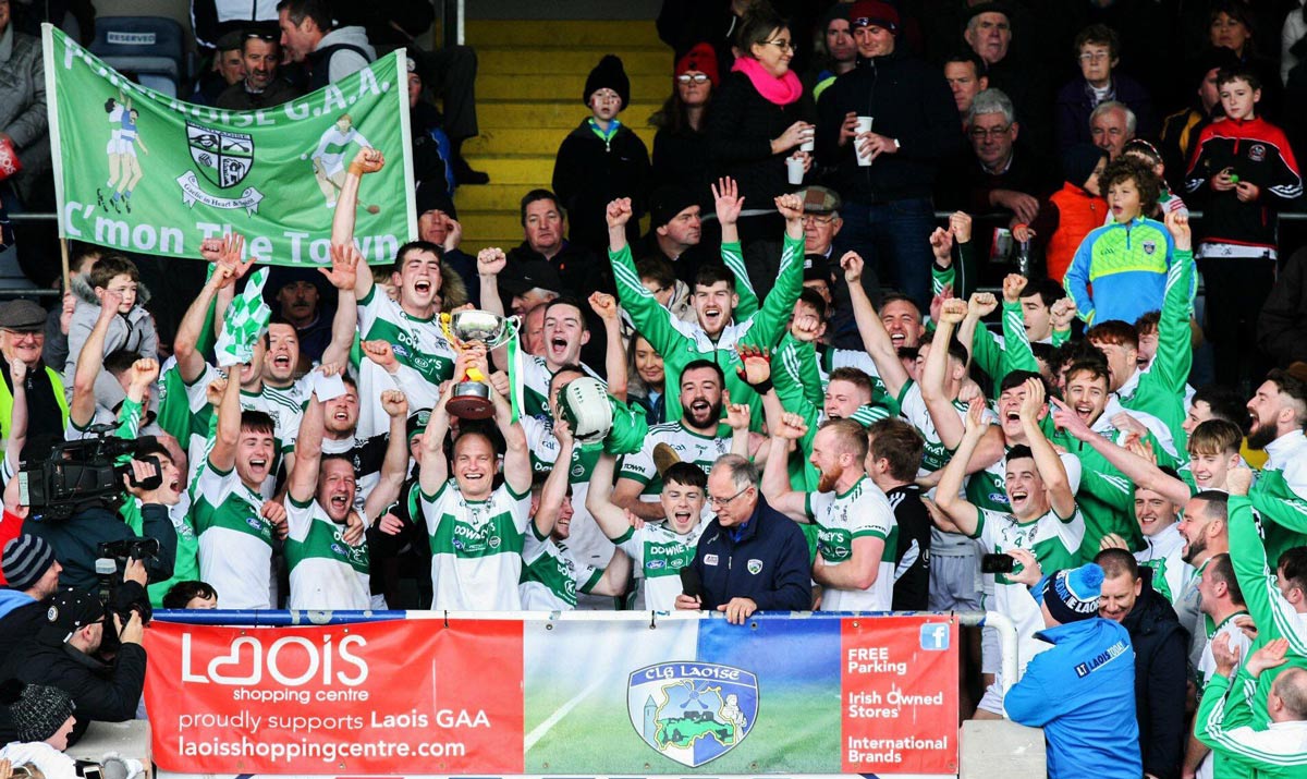 Portlaoise senior hurlers celebrate winning the Senior A Championship in 2018
